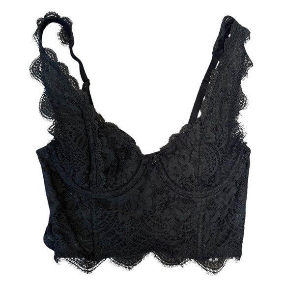 Victoria Secret Black Lace Bralette Style Crop Top - Picture 1 of 5